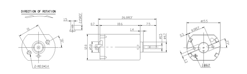 030金屬有刷直流電機尺寸圖